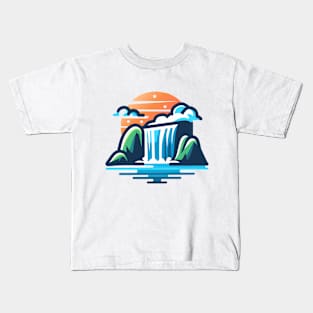 The cool vibrations of a beautiful waterfall Kids T-Shirt